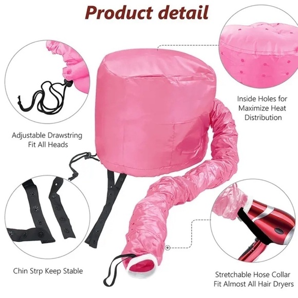Adjustable Hair Dryer Bonnet for Hair Styling, Color, and Conditioning New/ Pink - Picture 5 of 7